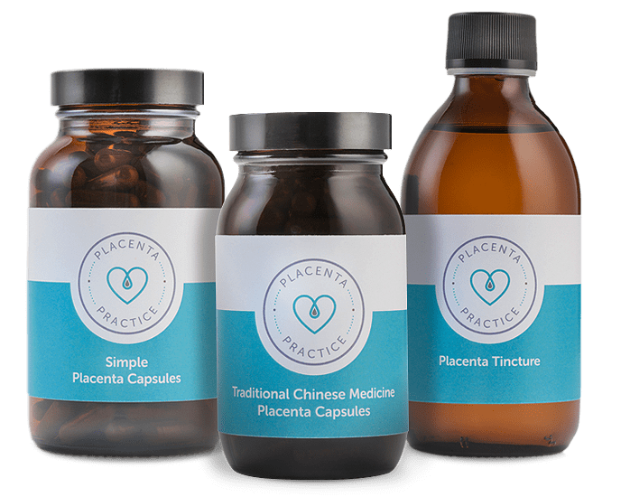 Bottle of Simple Placenta Capsules, Traditional Chinese Medicine Capsules and Placenta Tincture